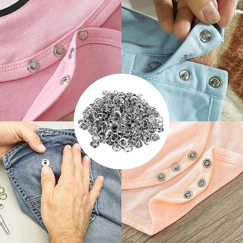 Snap Fastener Kit with Pliers – 400-Piece Metal Buttons