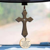 Wood Cross Car Rearview Mirror Pendant with Bible Verse