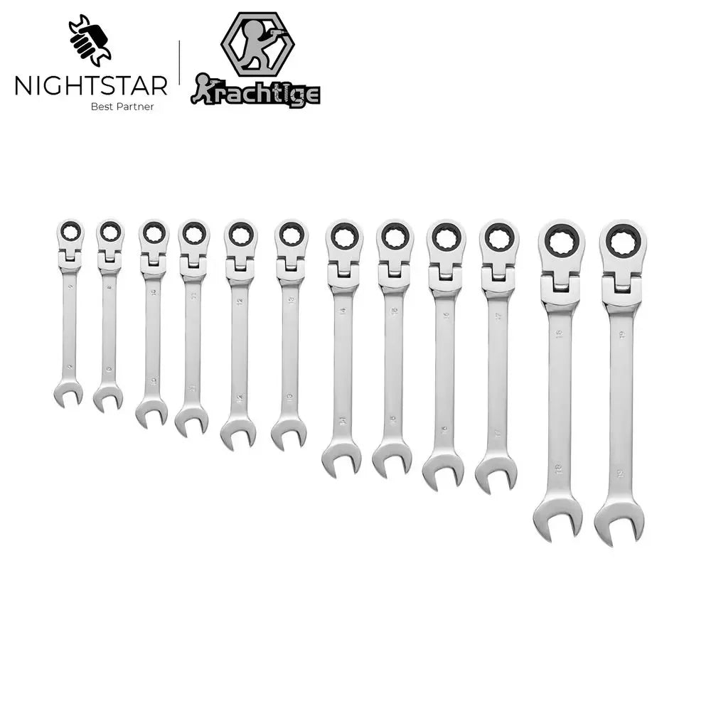 Reversible Ratchet Wrench with 180° Pivoting Head