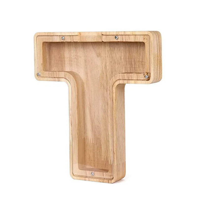 Wooden Alphabet Piggy Bank – Educational Coin Savings Box