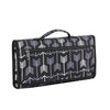Black and white patterned foldable waterproof baby changing pad with a carrying handle