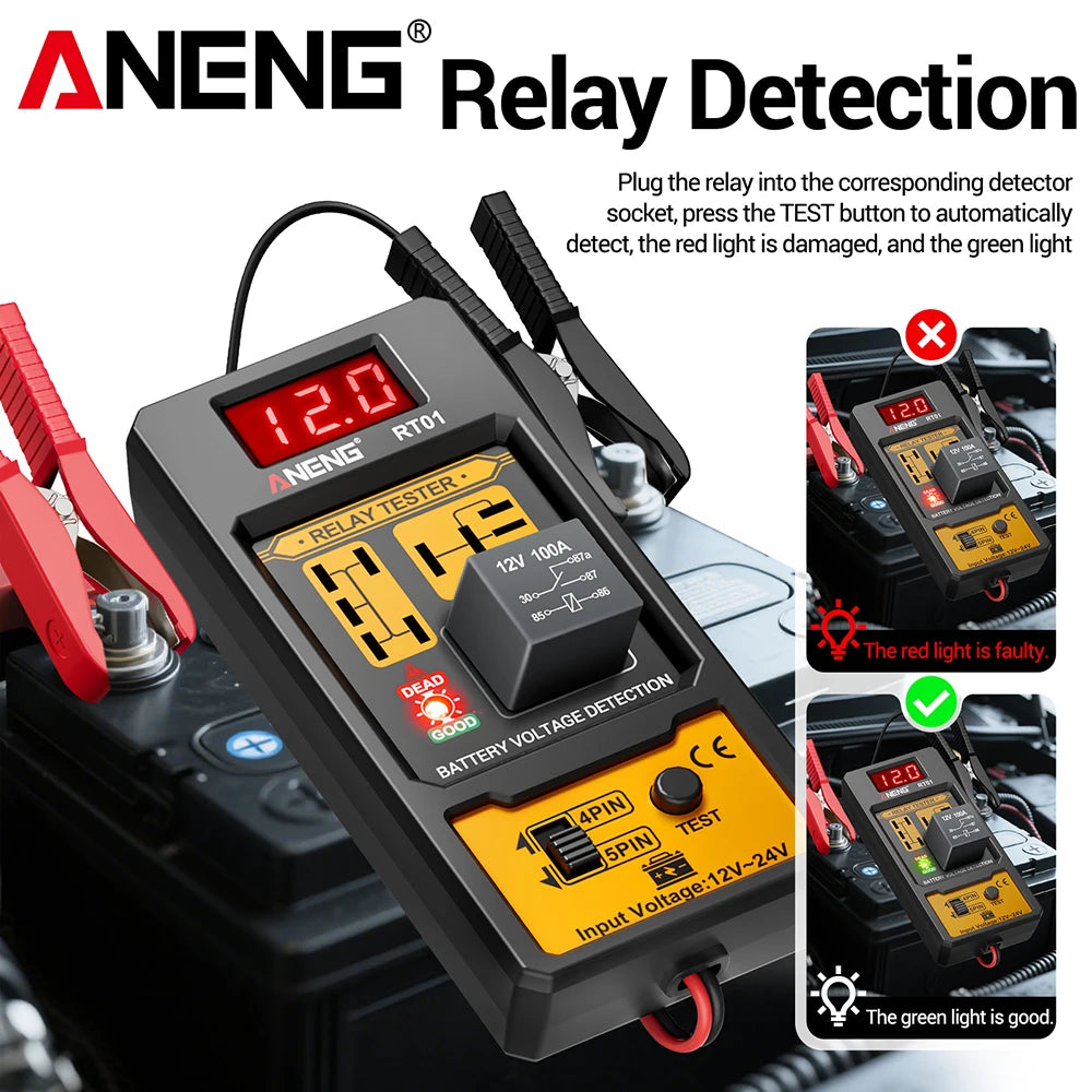 Automotive Relay Tester with Digital Display for 4/5 Pin Relays