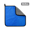 A blue and gray microfiber car drying towel with a square shape, measuring 30x30 cm.