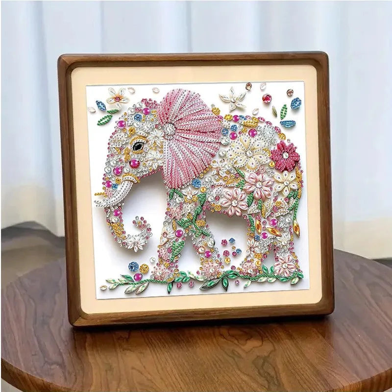 Enchanting Elephant and Flower Diamond Painting Kit
