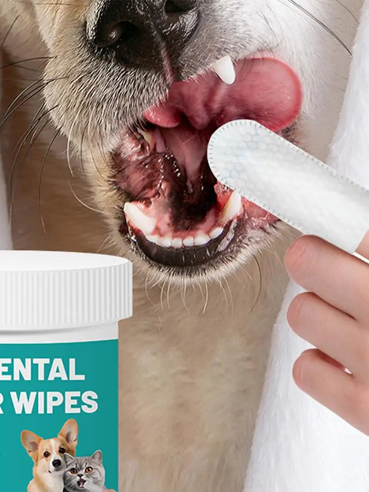 Pet Dental Finger Wipes - Gentle Oral Care for Dogs & Cats