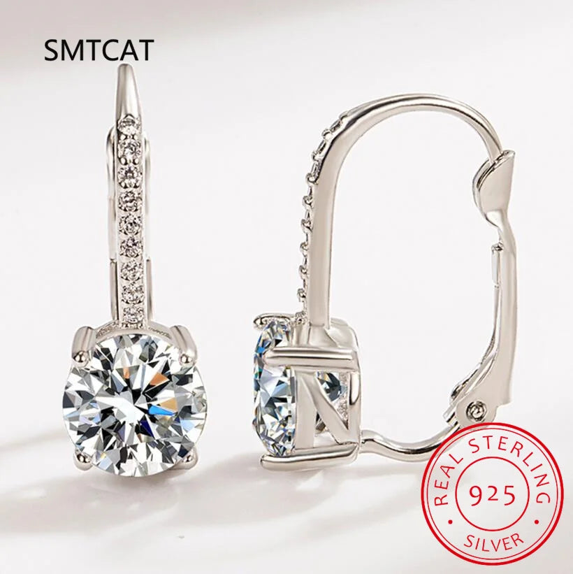 Boucles d'oreilles pendantes en Moissanite plaqué Or 14K