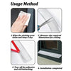 Instructions showing how to use a self-adhesive transparent sealing strip for installation.