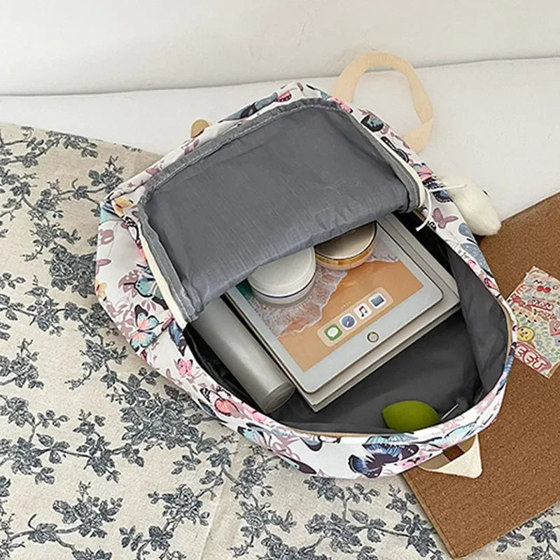 Butterfly Print Canvas Backpack for Women