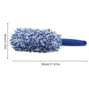 A blue super plush wheel cleaning brush with an ergonomic handle shown against a white background.