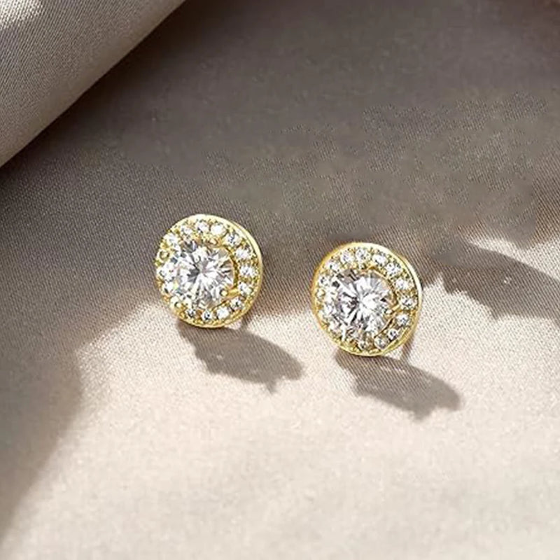 Silver-Tone Cubic Zirconia Stud Earrings