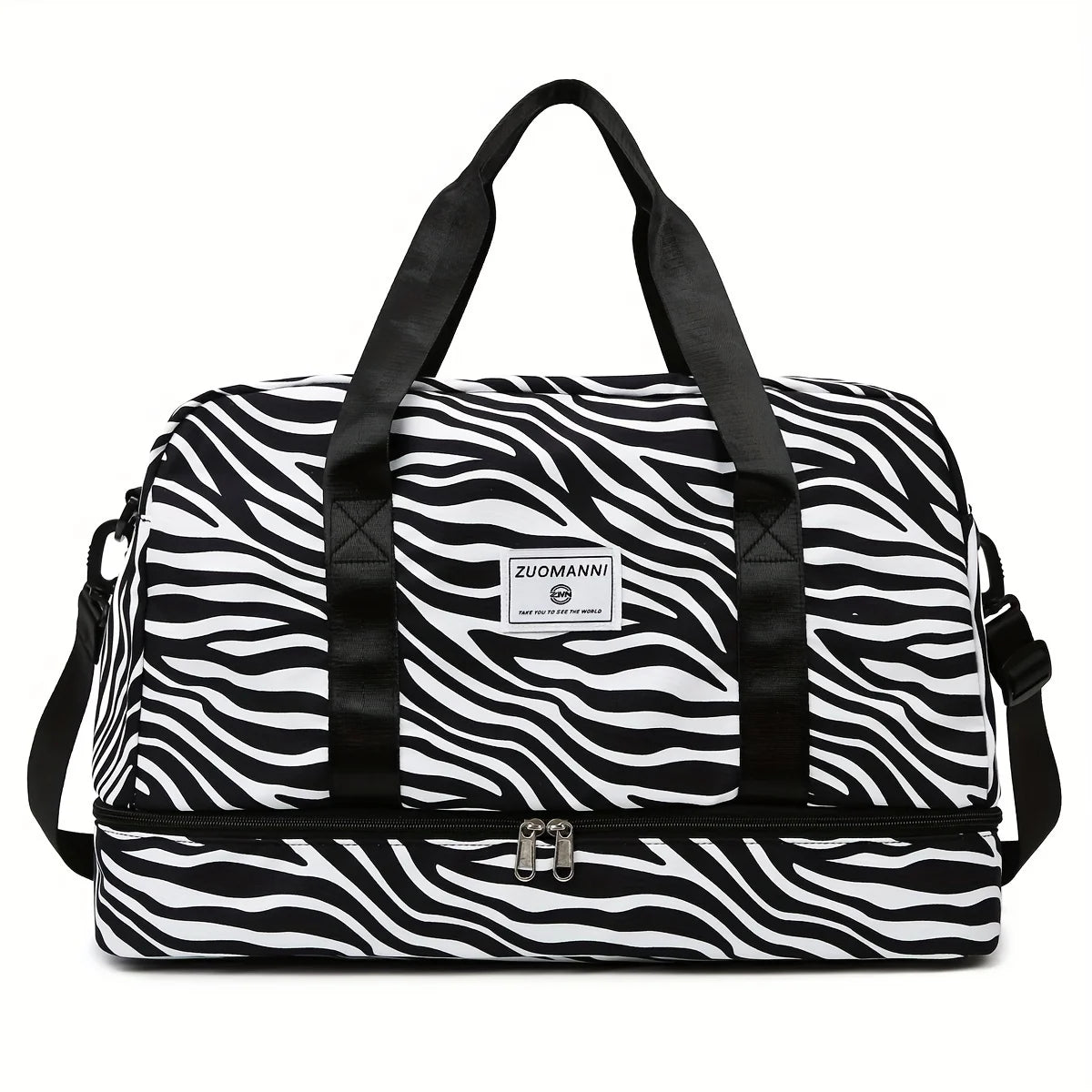 Animal Print Travel Duffle Bag with Shoe Compartment