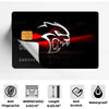 A black card holder featuring a red and silver graphic of a Dodge Hellcat Demon logo.