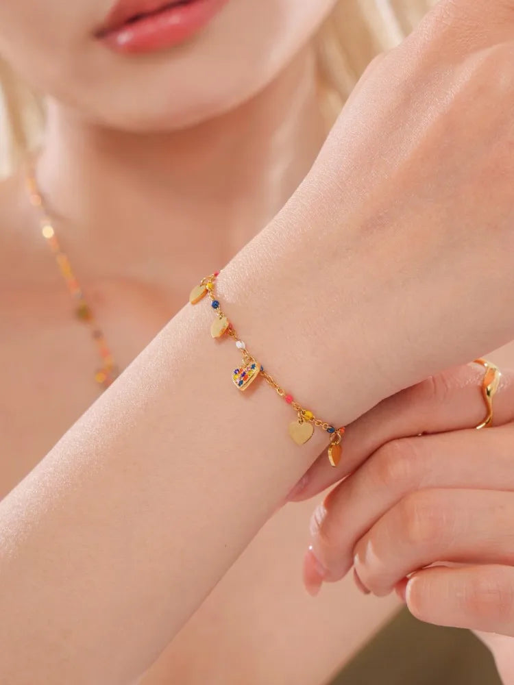 Heart Charm Stainless Steel Jewelry Set