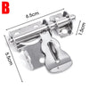 Heavy duty stainless steel door bolt latch mechanism with a cylindrical shaft and mounting plates.