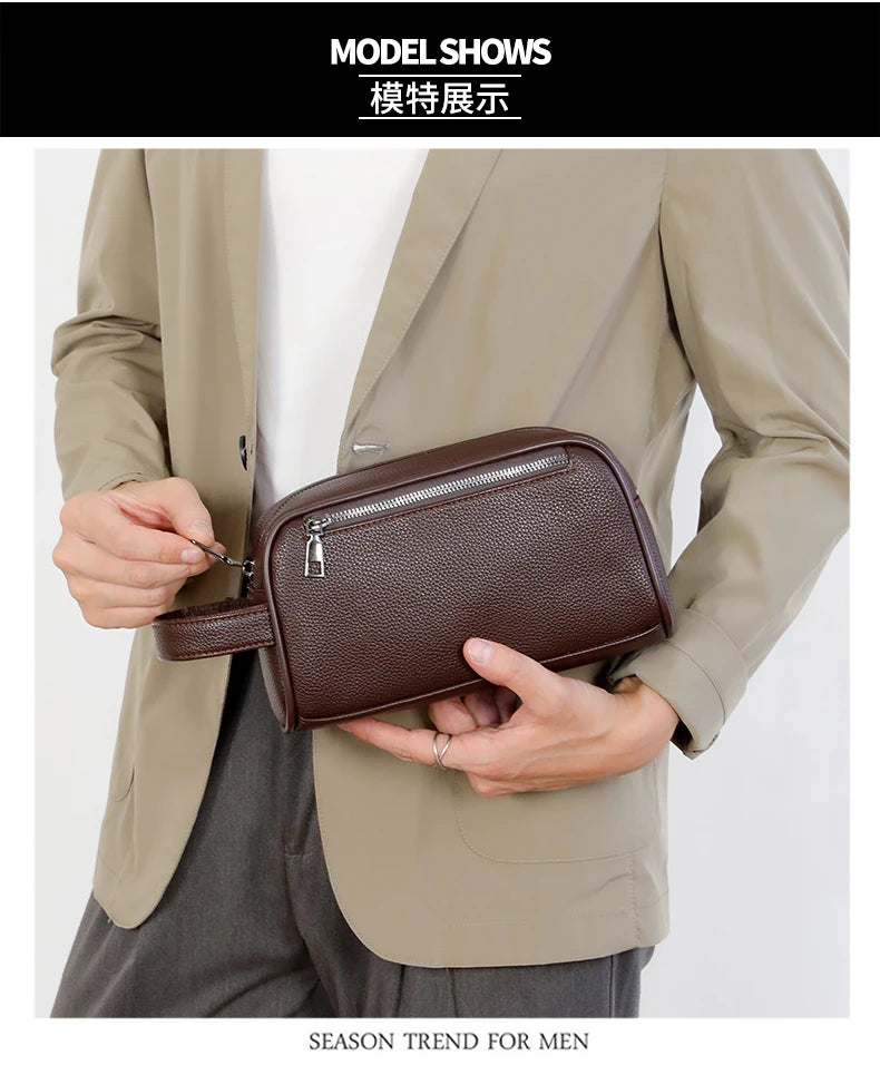 Men's PU Leather Casual Crossbody Clutch Bag
