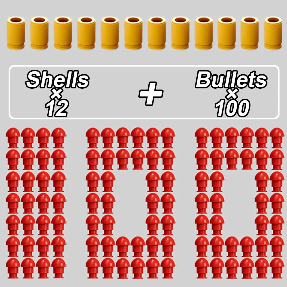 A collection of red reusable toy gun shells and bullets for M1911, SIG17, and USP models.