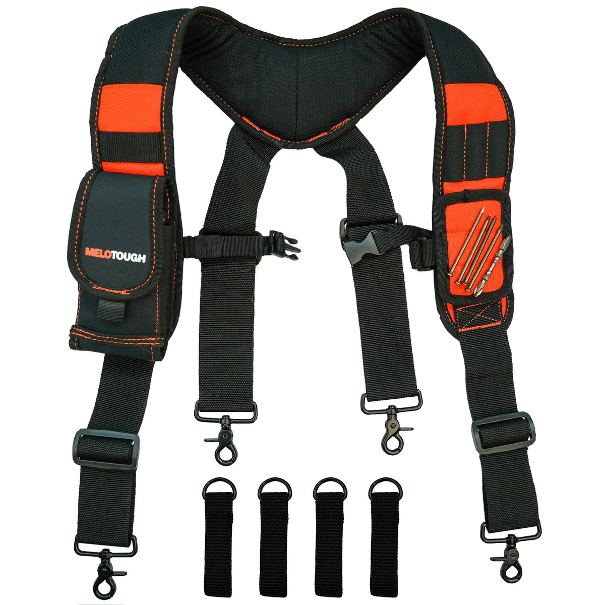 Heavy-Duty Padded Tool Belt Suspenders with Detachable Phone Holder