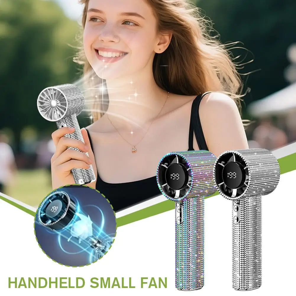 Portable Rechargeable Handheld Fan with Digital Display
