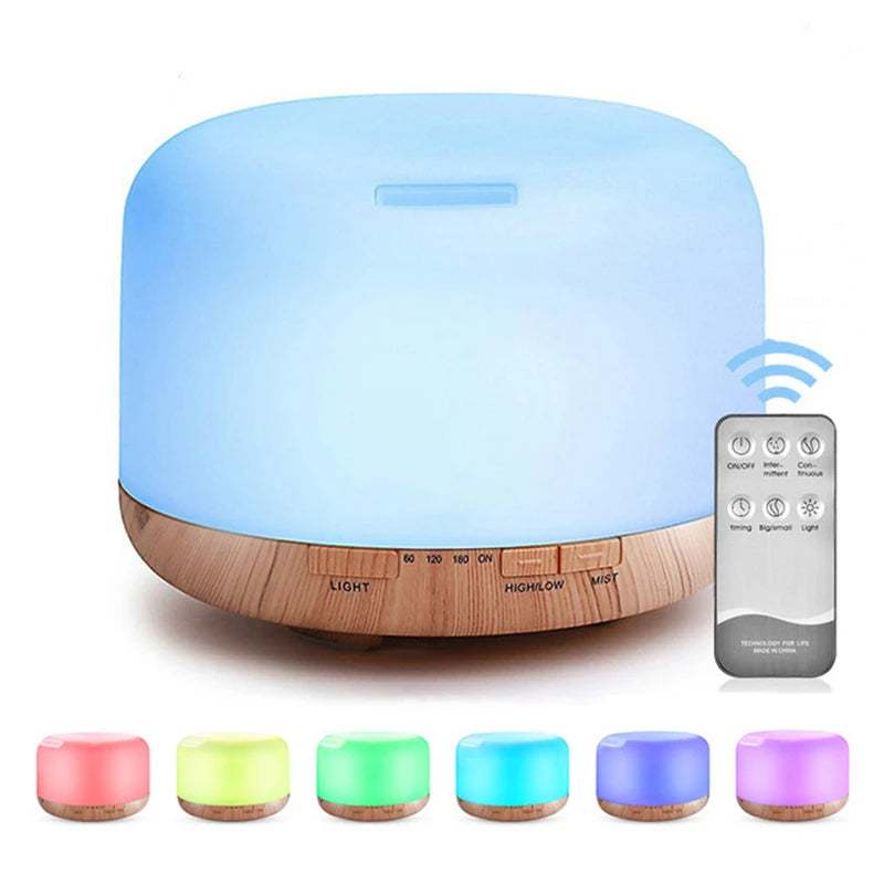 Wood Grain USB Aroma Diffuser with Remote & LED Lights