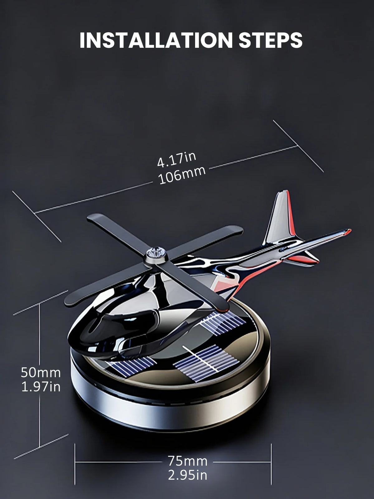 Solar-Powered Rotating Helicopter Car Air Freshener & Decorative Aromatherapy Diffuser