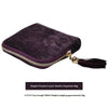 Elegant purple 6-layer jewelry organizer bag made of velvet with a gold zipper.
