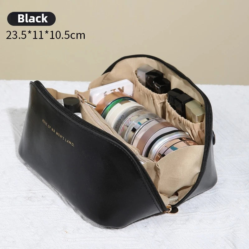Large Capacity PU Leather Cosmetic Travel Bag