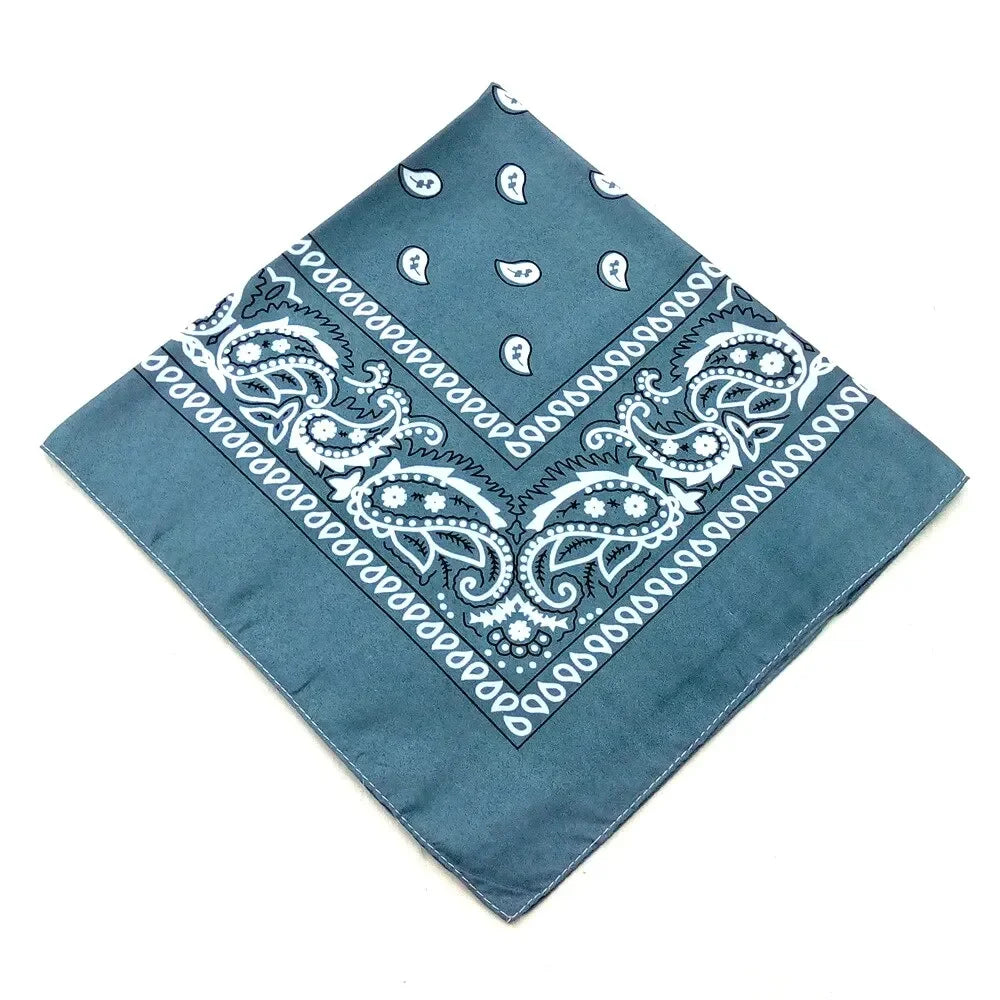 Paisley Bandana Square Scarf – 55cm Cotton Blend for Men and Women