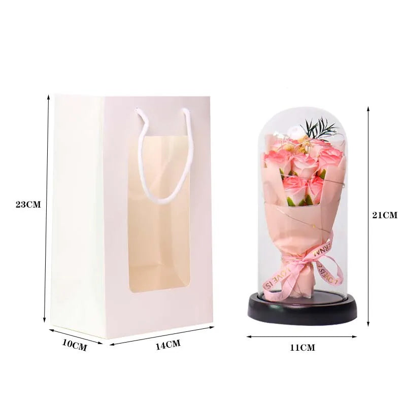 Everlasting Rose LED Glass Dome Bouquet