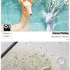 Canvas printing showing a deer head in pastel tones and a close-up of water resistance test