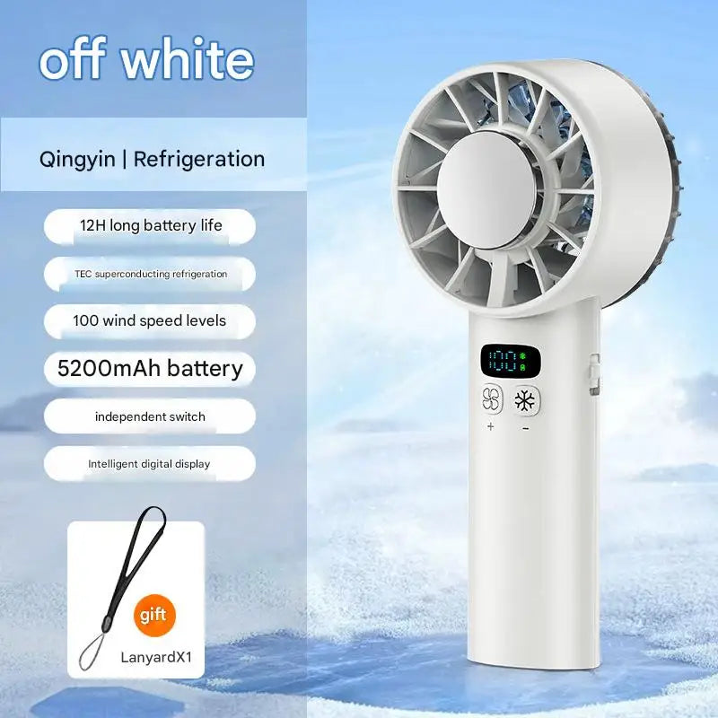 Portable High-Speed Rechargeable Handheld Fan with LED Display