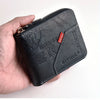 Men's Waxed Leather Card Holder Wallet with Zipper Coin Pocket