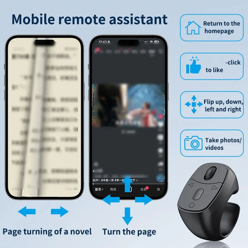 Control Remoto Bluetooth con Forma de Anillo para Dedo