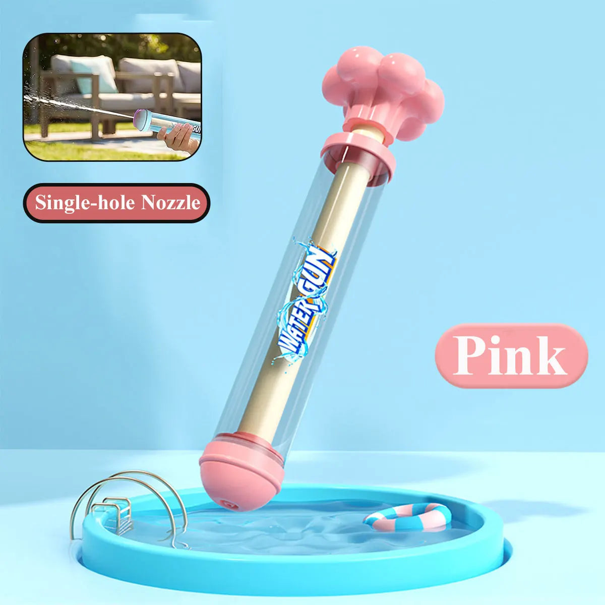 Pusher Type Water Gun with Jet Spray Function