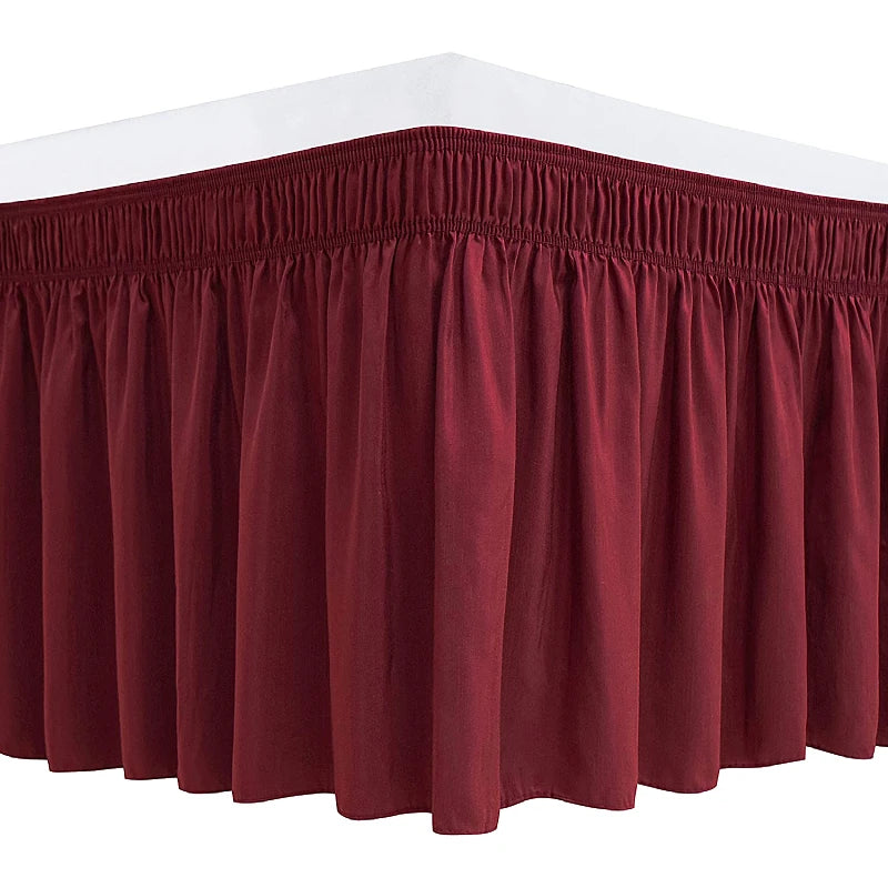 Wrap-Around Ruffle Bed Skirt with Elastic Belt - 15 Inch Drop
