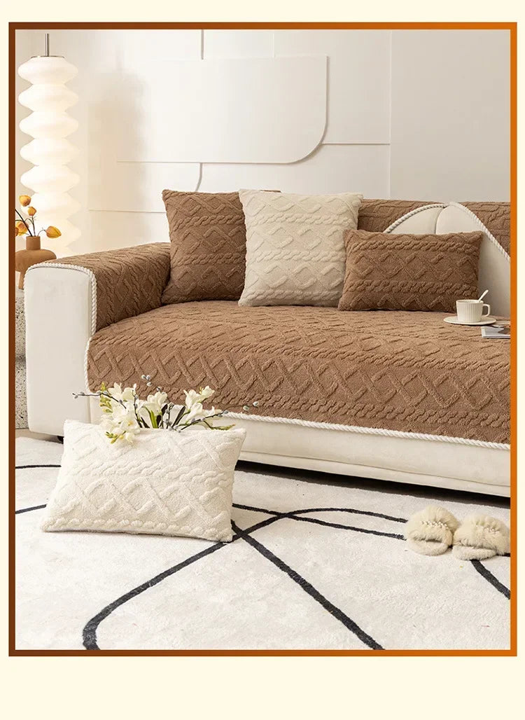 Plush Non-Slip Sofa Cover with Quilted Cotton