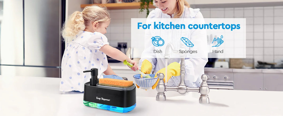 3-in-1 Kitchen Soap Dispenser Set with Sponge Holder