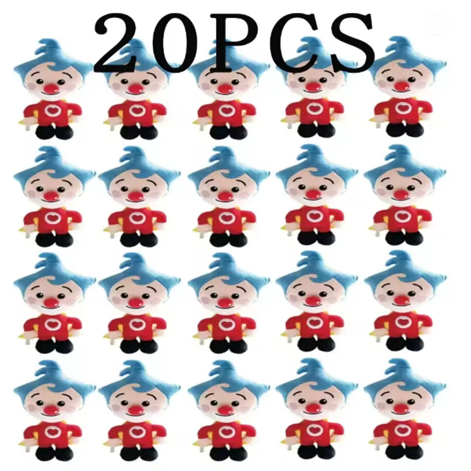 A set of 20 plush toys featuring cute clown characters with blue hair and red outfits.