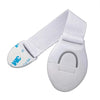 White child safety cabinet locks with white fabric straps for securing drawers and doors