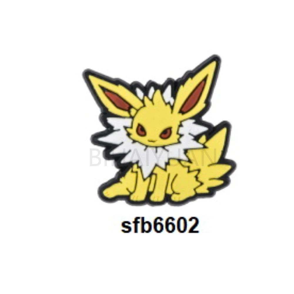 Perle de dentition en silicone Pokemon jaune et blanc, avec une petite créature stylisée.