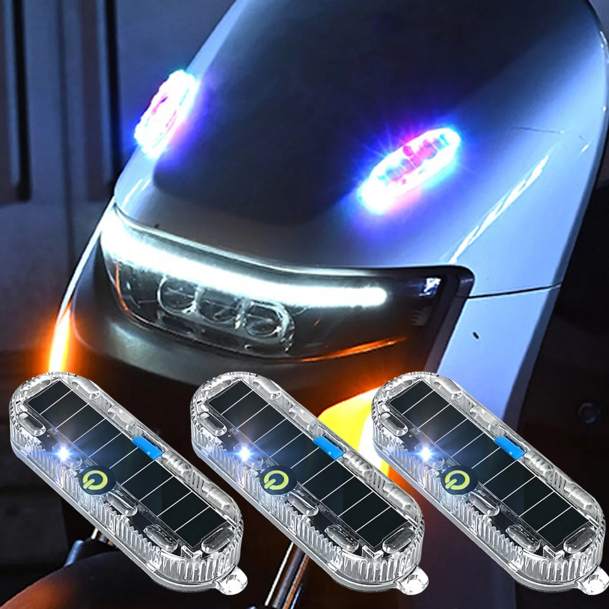 Solar Powered LED Anti-Collision Strobe Light for Vehicles