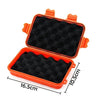 Orange waterproof sealed storage box with black foam lining and a lid.