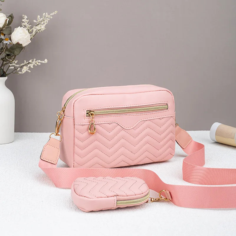 Quilted Crossbody Bag with Detachable Mini Pouch