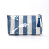 Large-Capacity Striped Cosmetic Bag with Contrasting Design