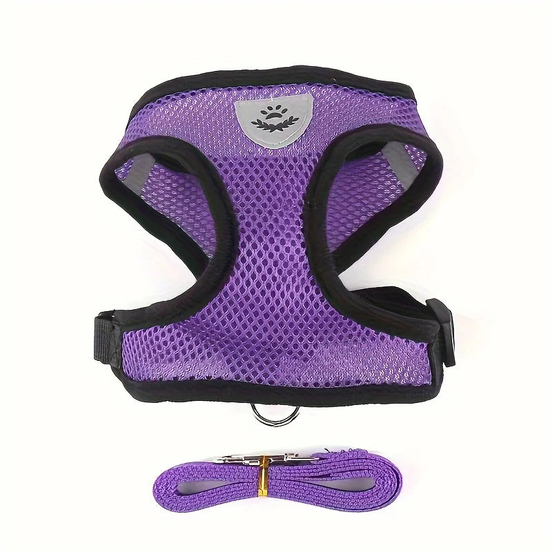 Escape-Proof Mesh Cat Harness with Reflective Vest