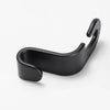 A pair of black universal car seat headrest hooks.