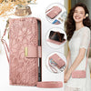 Leather Crossbody Phone Wallet Case with Card Slots & Wrist Strap
