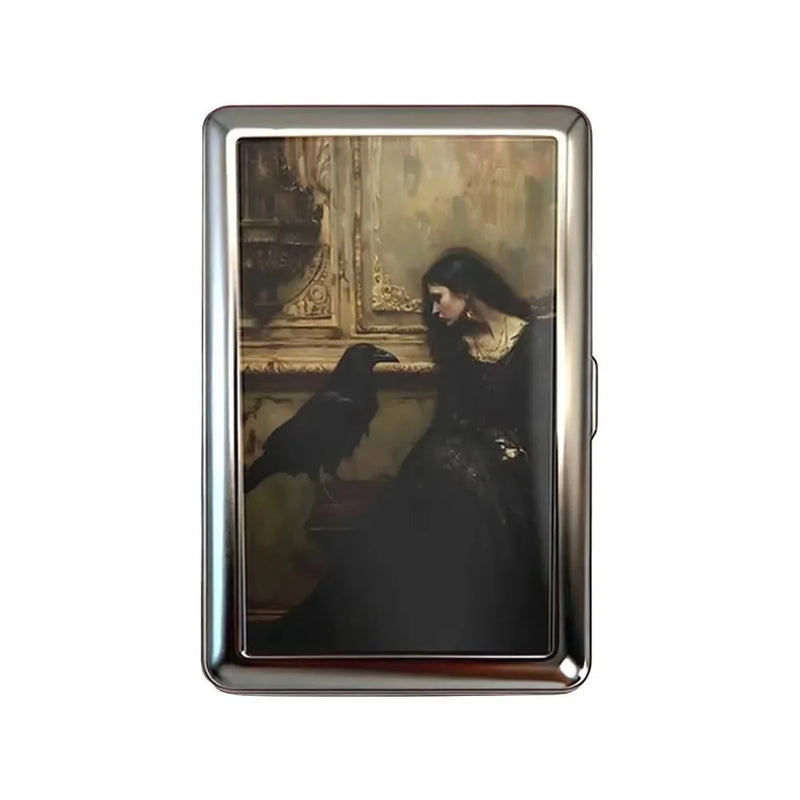 Vintage Metal Card Case with Push-Button Closure