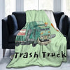 Cozy Cartoon Trash Truck Flannel Throw Blanket