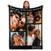 A black photo blanket featuring various personal photos and the text Love you to the moon and back.