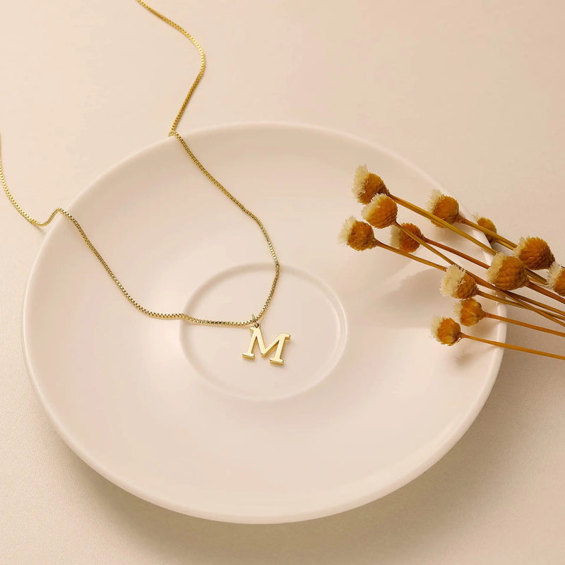 A-Z Initial Pendant Necklace in 18K Gold Plated Stainless Steel